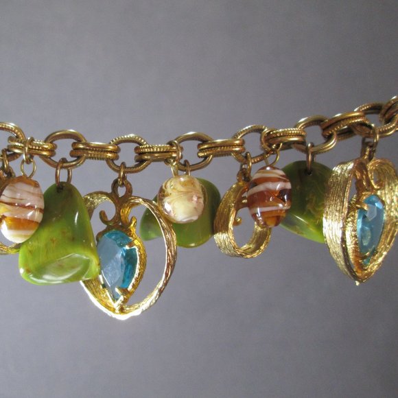 Gold and Green Charm Bracelet - Picture 1 of 8